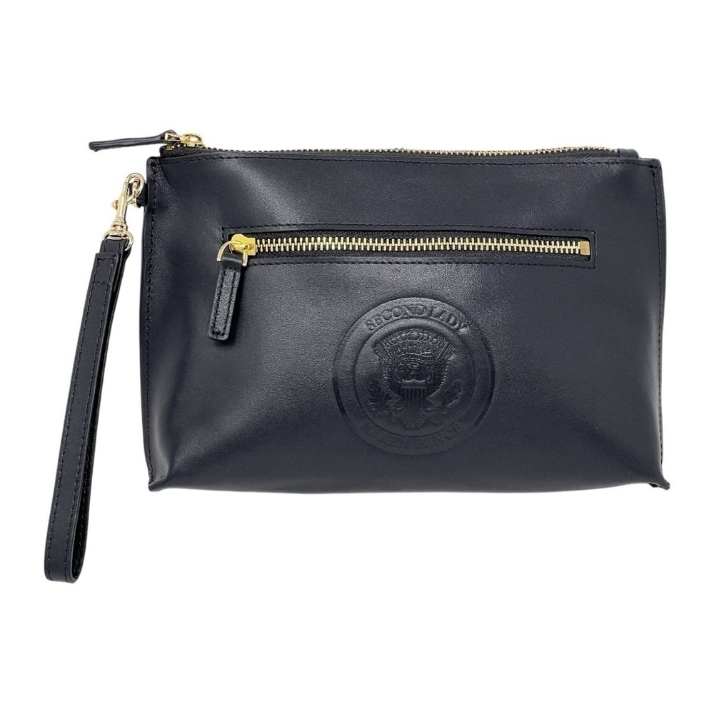 Rare Second Lady Karen Pence Leather Bag Pouch Wristlet - Picture 1 of 10